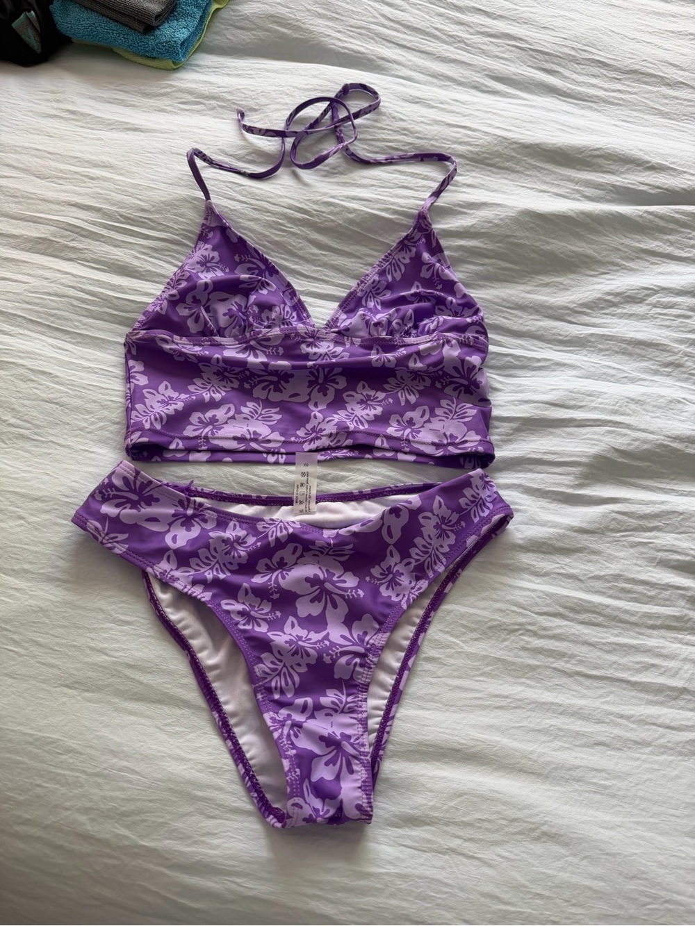 Purple lavender Floral Two-Piece tankini set S